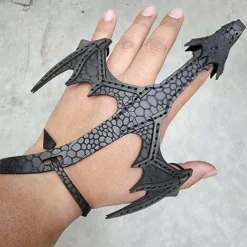 Leather Hand Dragon Bracelet - Vegetable Tanned Leather Hand Puppet with Scale Texture, Adjustable Fit for 5