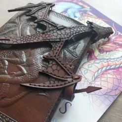 Leather Hand Dragon Bracelet - Vegetable Tanned Leather Hand Puppet with Scale Texture, Adjustable Fit for 5