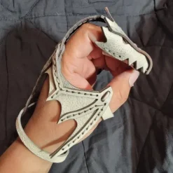Leather Hand Dragon Bracelet - Vegetable Tanned Leather Hand Puppet with Scale Texture, Adjustable Fit for 5