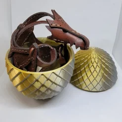 Leather Hand Dragon Bracelet - Vegetable Tanned Leather Hand Puppet with Scale Texture, Adjustable Fit for 5