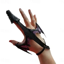 Leather Hand Dragon Bracelet - Vegetable Tanned Leather Hand Puppet with Scale Texture, Adjustable Fit for 5