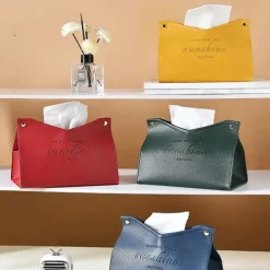 Leather Tissue Box Nordic Car Tissue Box INS Home Living Room Decoration Bedroom Kitchen Desktop Storage Box Napkin Holder