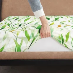 Leaves Pattern Fitted Sheet Set 100% Cotton Ultra Soft Breathable Silky Bed Sheets Deep Pocket Bedding Sheets 3 Piece Queen King Size