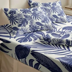 Leaves Spring Pattern Fitted Sheet Set 100% Cotton Ultra Soft Breathable Silky Bed Sheets Deep Pocket Bedding Sheets 3 Piece Queen King Size