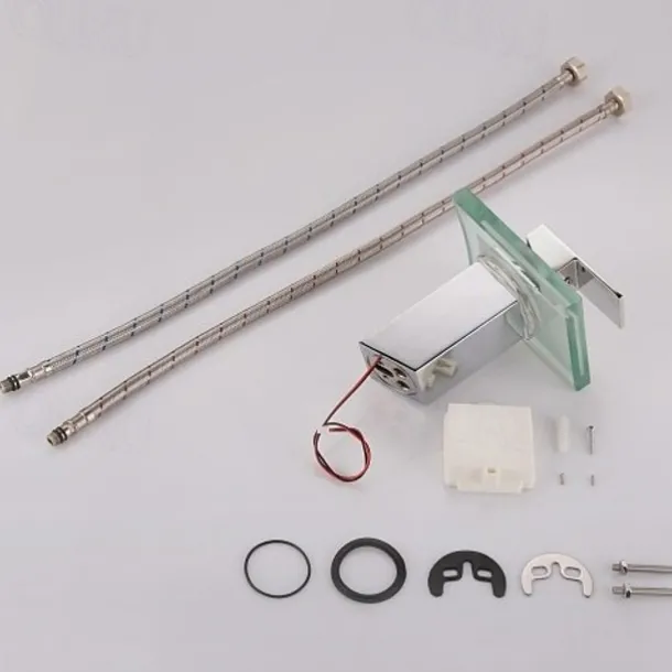 LED Bathroom Sink Faucet,Brass Waterfall 3-color Temperature Controlled Glass Spout Contemporary Style Chrome Finish Single Handle One Hole with Hot and Cold Switch