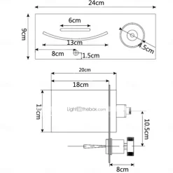 LED Bathroom Sink Mixer Faucet Waterfall Spout 3 Color Water Temperature, Basin Vessel Taps Brass Wall Mounted Single Handle Two Hole Bath Taps With Cold and Hot Hose