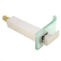 LED Bathroom Sink Mixer Faucet Waterfall Spout 3 Color Temperature, Tall Vessel Taps Single Handle One-hole Monobloc Basin Taps Washroom