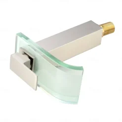 LED Bathroom Sink Mixer Faucet Waterfall Spout 3 Color Temperature, Tall Vessel Taps Single Handle One-hole Monobloc Basin Taps Washroom