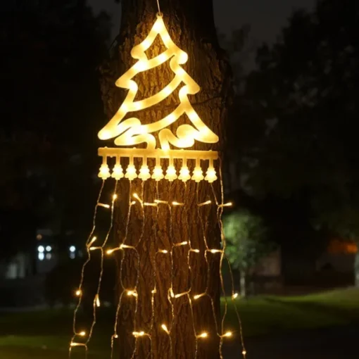 LED Christmas Tree Lights Christmas Waterfall Decoration Lights with Topper 350 LEDs 8 Modes Indoor Solar Outdoor String Lights for Yard Party Home Holiday Christmas Halloween Thanksgiving Day