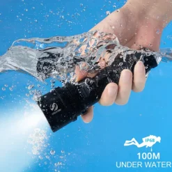 LED Flashlights Super Bright Diving Flashlight IP68 Highest Waterproof Rating Professional Diving Light Powered by 18650 Battery With Hand Rope