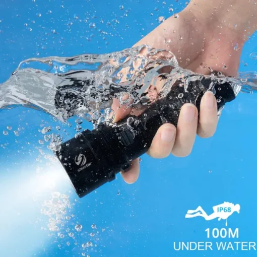 LED Flashlights Super Bright Diving Flashlight IP68 Highest Waterproof Rating Professional Diving Light Powered by 18650 Battery With Hand Rope