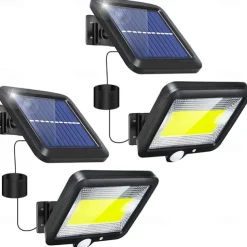 LED Flood Lights Split Solar Lamp Outdoor Motion Sensor LED Solar Floodlight Outdoor Safety Solar Lamp Waterproof 3 Lighting Modes Including 16.4 Feet (about 5 meters) Cable Suitable for Garden Yard Garage