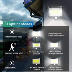 LED Flood Lights Split Solar Lamp Outdoor Motion Sensor LED Solar Floodlight Outdoor Safety Solar Lamp Waterproof 3 Lighting Modes Including 16.4 Feet (about 5 meters) Cable Suitable for Garden Yard Garage