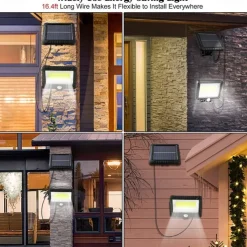 LED Flood Lights Split Solar Lamp Outdoor Motion Sensor LED Solar Floodlight Outdoor Safety Solar Lamp Waterproof 3 Lighting Modes Including 16.4 Feet (about 5 meters) Cable Suitable for Garden Yard Garage