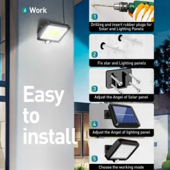 LED Flood Lights Split Solar Lamp Outdoor Motion Sensor LED Solar Floodlight Outdoor Safety Solar Lamp Waterproof 3 Lighting Modes Including 16.4 Feet (about 5 meters) Cable Suitable for Garden Yard Garage