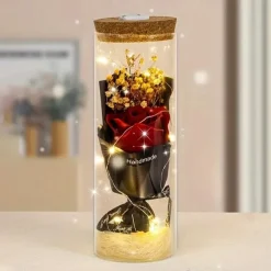 LED Lights, Dry Flowers, Valentine's Day Gifts, Birthday Gifts, Glass Covers, Eternal Flowers, Rose Bouquets, Perfect Gifts for Mother's Day and Thanksgiving Holidays