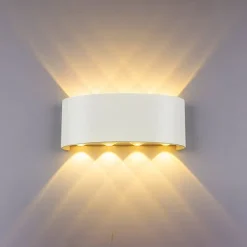 LED Outdoor Wall Lights 8W LED Aluminum Wall Lamp Sconce Indoor Up Down IP65 Waterproof White Black Modern for Patio Garden Stairs Bedroom Aisle Pathway Bathroom Light