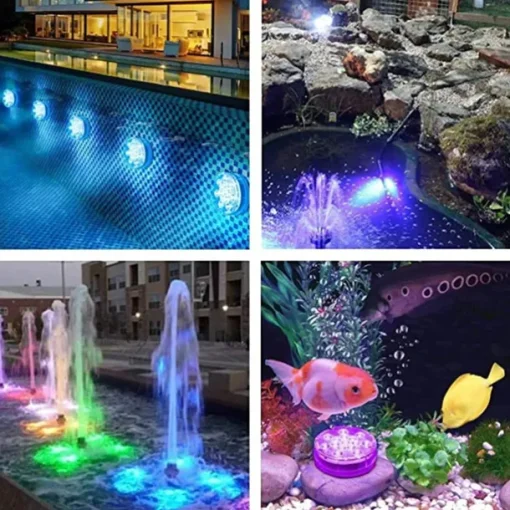 LED Pool Lights Submersible with Remote Suction Cup Underwater Pool Light IP68 Magnet 13 LED Bright Lamp RGB for Pond Pool Aquarium