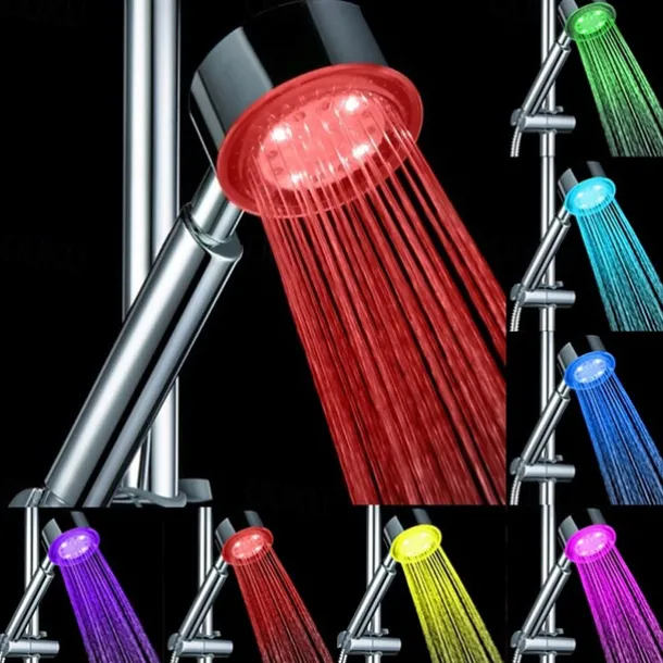 LED Shower Head Color Changing 2 Water Mode 7 Color Glow Light Automatically Changing Handheld Showerhead