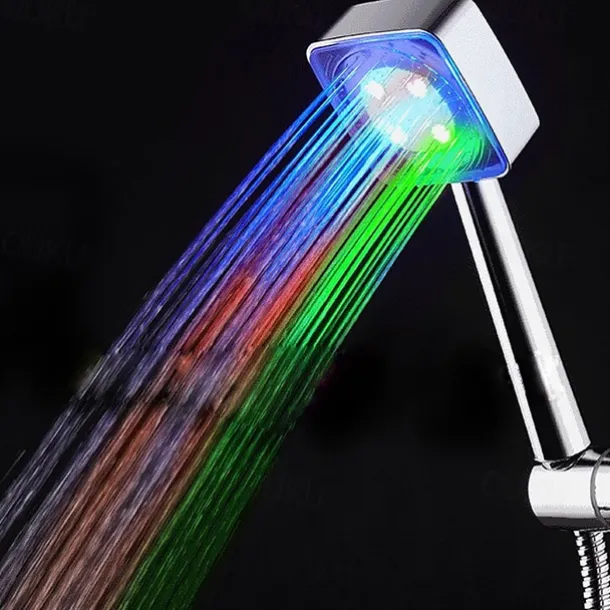 LED Shower Head Color Changing 2 Water Mode 7 Color Glow Light Automatically Changing Handheld Showerhead