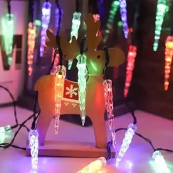 LED Snowflake Icicle String Lights Solar Powered 5m 20LED 6.5m 30LED for Wedding Christmas New Year Thanksgiving Decor Button Control Switch Blinking Feature for Garden Decoration