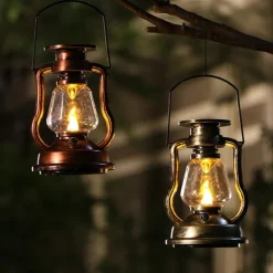 LED Solar Lamp Retro Kerosene Lamp Outdoor Garden Courtyard Decoration Portable Lantern Solar Candle Pendant Outdoor Camping Tent Lamp