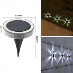 6LED Solar Lights Outdoor IP65 Waterproof Buried Light For Patio Lawn Stairs Steps Garden Decoration Outdoor Solar Lights 2pcs