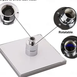 LED Tricolor Luminous Color Top Spray Shower Head With Temperature /9 Inch Water Booster Top Spray (ABS Plating)