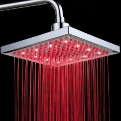 LED Tricolor Luminous Color Top Spray Shower Head With Temperature /9 Inch Water Booster Top Spray (ABS Plating)