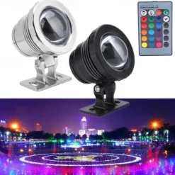 LED Underwater Pond Lights RGB Fountain Spot Lights Remote Control RGB Waterproof Color Changing 12V LED Beads for Landscape