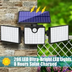 266LEDs Solar Wall Lights Ultra Bright Waterproof Rotatable Motion Sensor Light for Outdoor Porch Yard Wall