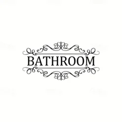 Letter Graphic Wall Sticker, English Logo Bathroom Wall Door Sticker, Removable Wall Decals For Home Bathroom, Home Decor