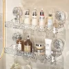 Light luxury Style Punch-Free Storage Rack,Shower Organizer Suction, Suction Cup Shelf, Shower Dispenser Soap Organizer, No-Drilling Shower Caddy - Suction Corner Shower Organizer