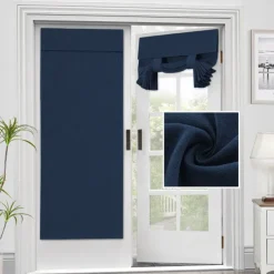 Linen Window Cover French Glass Door Curtain Blackout Tie Up Roman Shades Self Stick Thermal Insulated Tricia Light Block Room Darkening Privacy Blinds, 1 Panel