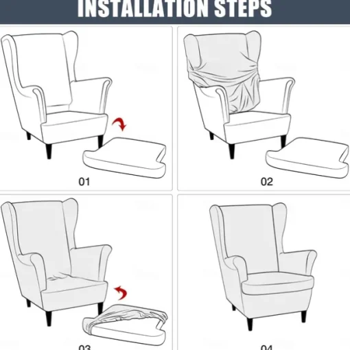 Linen Wingback Chair Cover with Armrest Cover Machine Washable Dryable STANDcover LITB PRIME cover