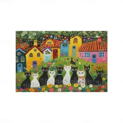 Linens Dining Table Placemats Doodle Art Cat Series Waterproof Oil Proof and Insulated Household Dining Table Mats Heat Resistant Waterproof Oil Proof and Insulated Household Dining Table Mats for Kitchen Coffee Center Table Side Party 1PC