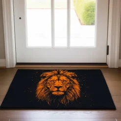 Lion Head Doormat Kitchen Mat Floor Mat Non-Slip Area Rug Oil Proof Rug Indoor Outdoor Mat Bedroom Decor Bathroom Mat Entrance Rug