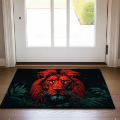 Lion Head Doormat Kitchen Mat Floor Mat Non-Slip Area Rug Oil Proof Rug Indoor Outdoor Mat Bedroom Decor Bathroom Mat Entrance Rug