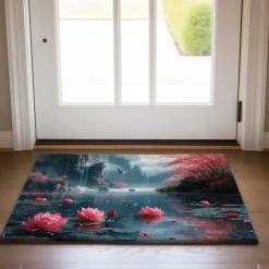 Lotus Pound Doormat Non-Slip Oil Proof Rug Indoor Outdoor Mat Bedroom Decor Bathroom Mat Entrance Rug Door Mat
