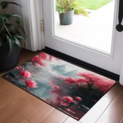 Lotus Pound Doormat Non-Slip Oil Proof Rug Indoor Outdoor Mat Bedroom Decor Bathroom Mat Entrance Rug Door Mat