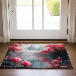 Lotus Pound Doormat Non-Slip Oil Proof Rug Indoor Outdoor Mat Bedroom Decor Bathroom Mat Entrance Rug Door Mat