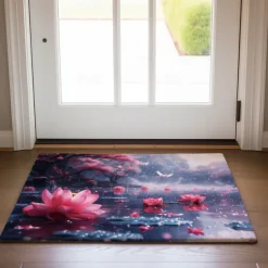 Lotus Pound Doormat Non-Slip Oil Proof Rug Indoor Outdoor Mat Bedroom Decor Bathroom Mat Entrance Rug Door Mat