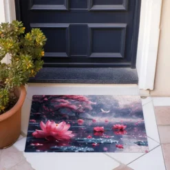 Lotus Pound Doormat Non-Slip Oil Proof Rug Indoor Outdoor Mat Bedroom Decor Bathroom Mat Entrance Rug Door Mat