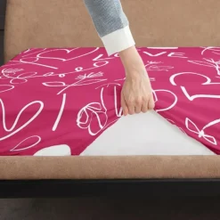 Love Heart Pattern Fitted Sheet Set 100% Cotton Ultra Soft Breathable Silky Bed Sheets Deep Pocket Bedding Sheets 3 Piece Queen King Size