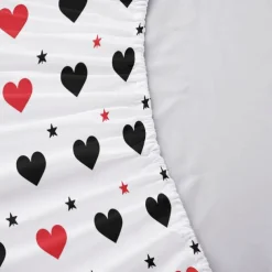 Love Heart Pattern Fitted Sheet Set 100% Cotton Ultra Soft Breathable Silky Bed Sheets Deep Pocket Bedding Sheets 3 Piece Queen King Size