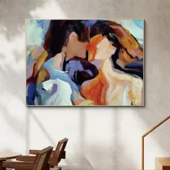 Lovers Oil painting handmade Hugging Couple lovers oil painting - Hand Painted Impressionist Paris Lovers Oil Painting On Canvas Palette Knife Art oil paintings best gift for living room artwork