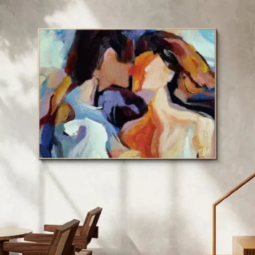 Lovers Oil painting handmade Hugging Couple lovers oil painting - Hand Painted Impressionist Paris Lovers Oil Painting On Canvas Palette Knife Art oil paintings best gift for living room artwork