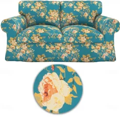 Loveseat 2 Seat Sofa Cover Floral Slipcover Tailored Fit 100% Cotton Soft and Durable Machine Washable for Easy Care LITB PRIME cover Ektcover