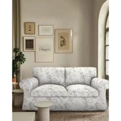 Loveseat 2 Seat Sofa Cover Floral Slipcover Tailored Fit 100% Cotton Soft and Durable Machine Washable for Easy Care LITB PRIME cover Ektcover