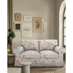Loveseat 2 Seat Sofa Cover Floral Slipcover Tailored Fit 100% Cotton Soft and Durable Machine Washable for Easy Care LITB PRIME cover Ektcover